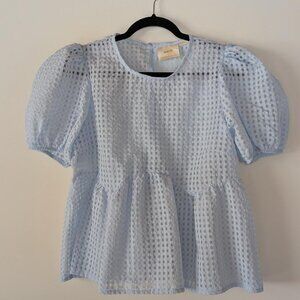 Maeve by Anthropologie 💙 Sheer Baby Doll Peplum Top